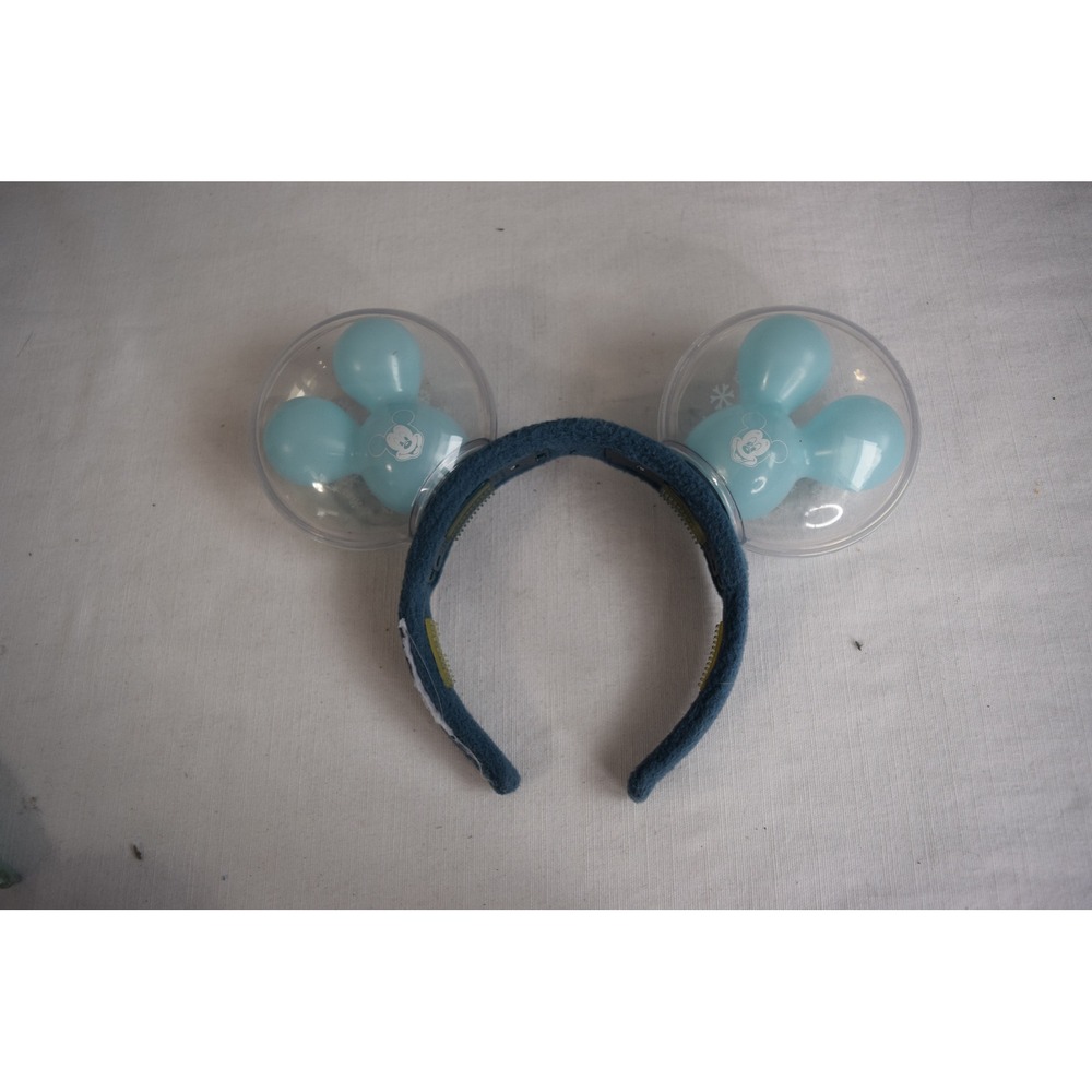 Disney Mickey Ears Headband Balloon Snowman Snow Winter Theme Blue Kids - Picture 3 of 4